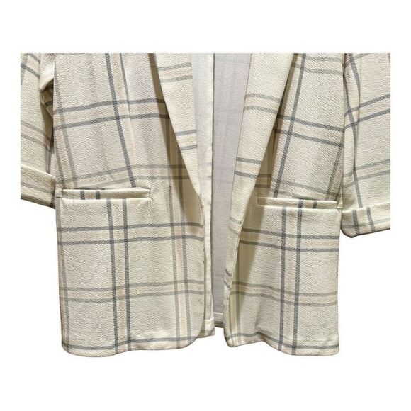 Maurices Windowpane Plaid Versa Open Front Blazer 3/4 Sleeve Size XL Stretch Off - Picture 5 of 13